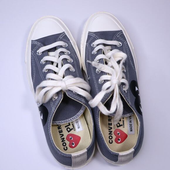 CONVERSE '70 X PLAY Grey Low Top Sneakers Black Heart Lace Up Mens 5 / Wms 7 - Picture 6 of 10